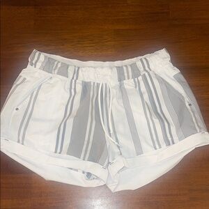 lululemon athletica White and Gray Striped Women Shorts